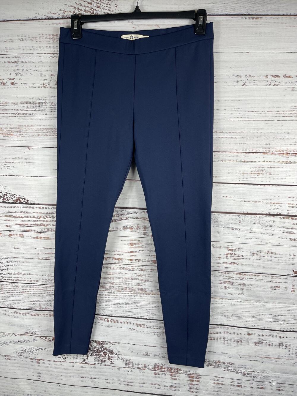 Tory Sport Pants Women's Large Navy Blue Stretch Side Zip Leggings Athletic Yoga - Picture 1 of 8